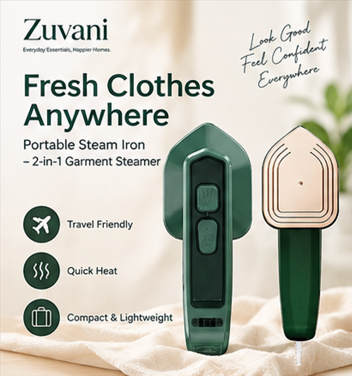 Portable Steam Iron – 2-in-1 Travel Garment Steamer