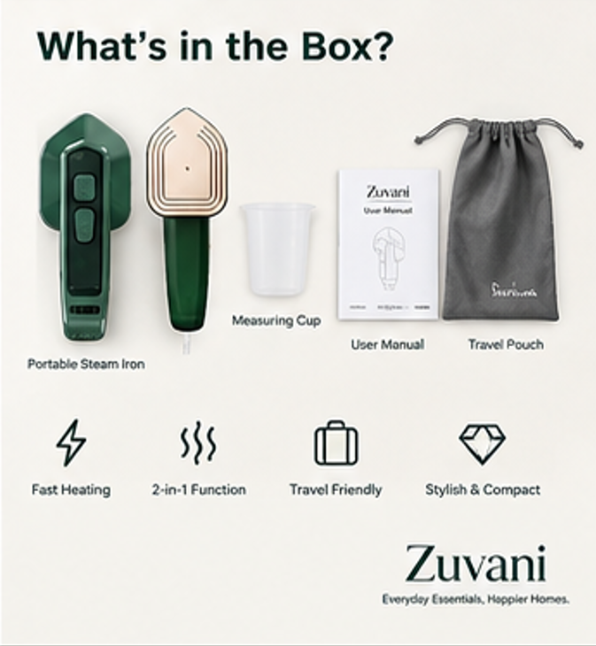 Portable Steam Iron – 2-in-1 Travel Garment Steamer